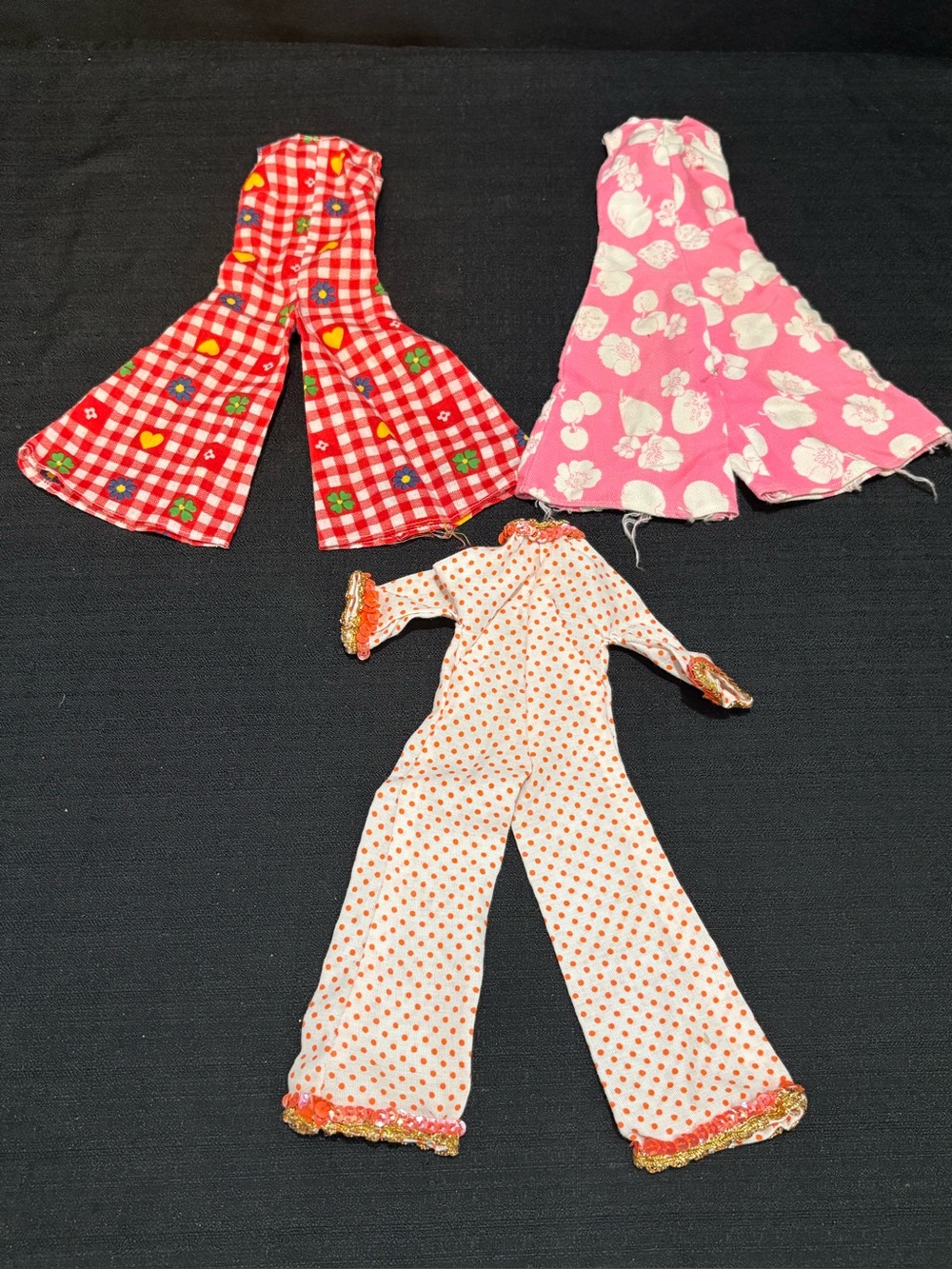 3 vintage 70s style flared leg jumpsuit Fits Barbie An Other 11-12” Dolls